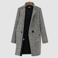 Adelina | Women’s Houndstooth Double-Breasted Coat — Grey