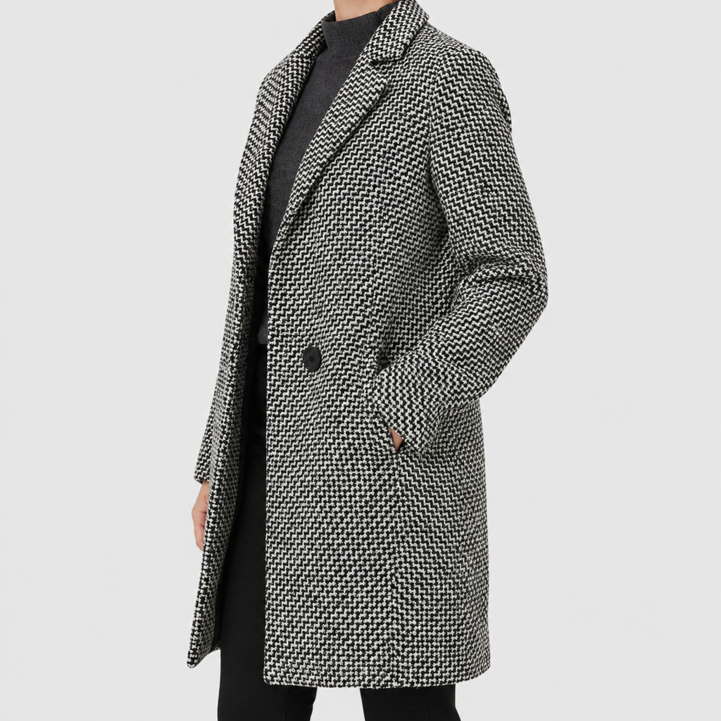 Adelina | Women’s Houndstooth Double-Breasted Coat — product detail 3