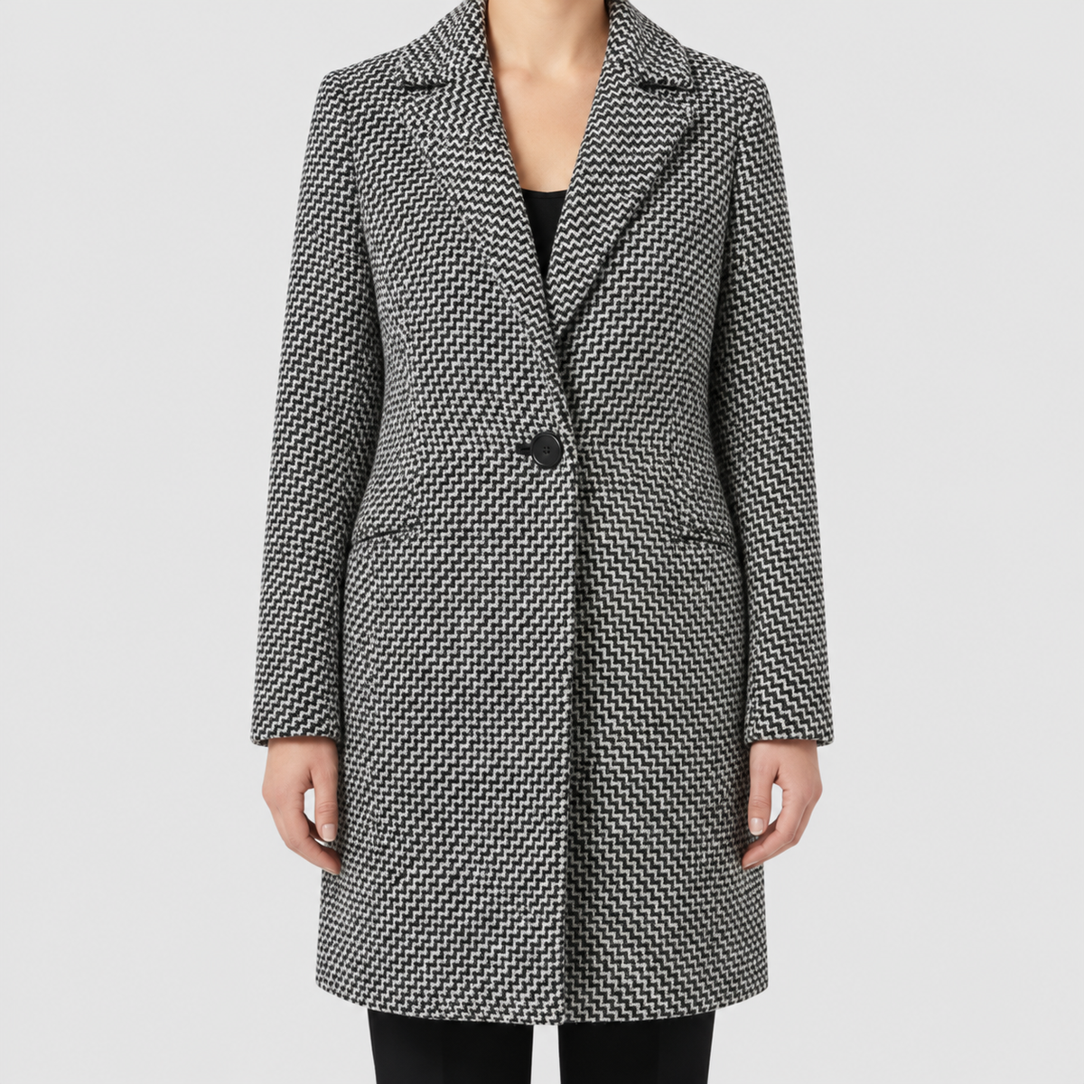 Adelina | Women’s Houndstooth Double-Breasted Coat — product detail 4