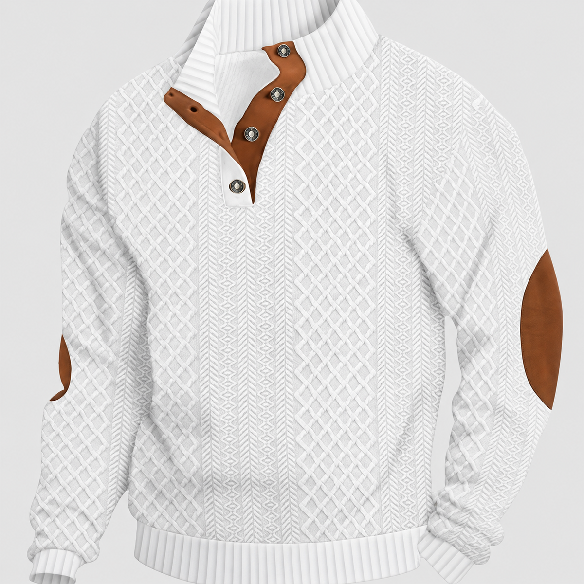 Alaric | Men’s Cable-Knit Button-Up Pullover Sweater — Cream