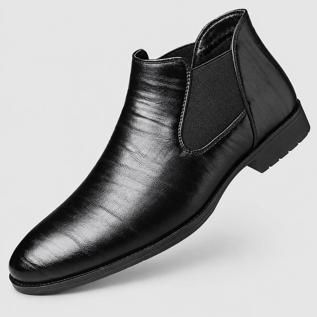 Aldric | Men’s Pointed-Toe Slip-On Chelsea Boots — Black