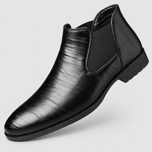 Aldric | Men’s Pointed-Toe Slip-On Chelsea Boots — Black