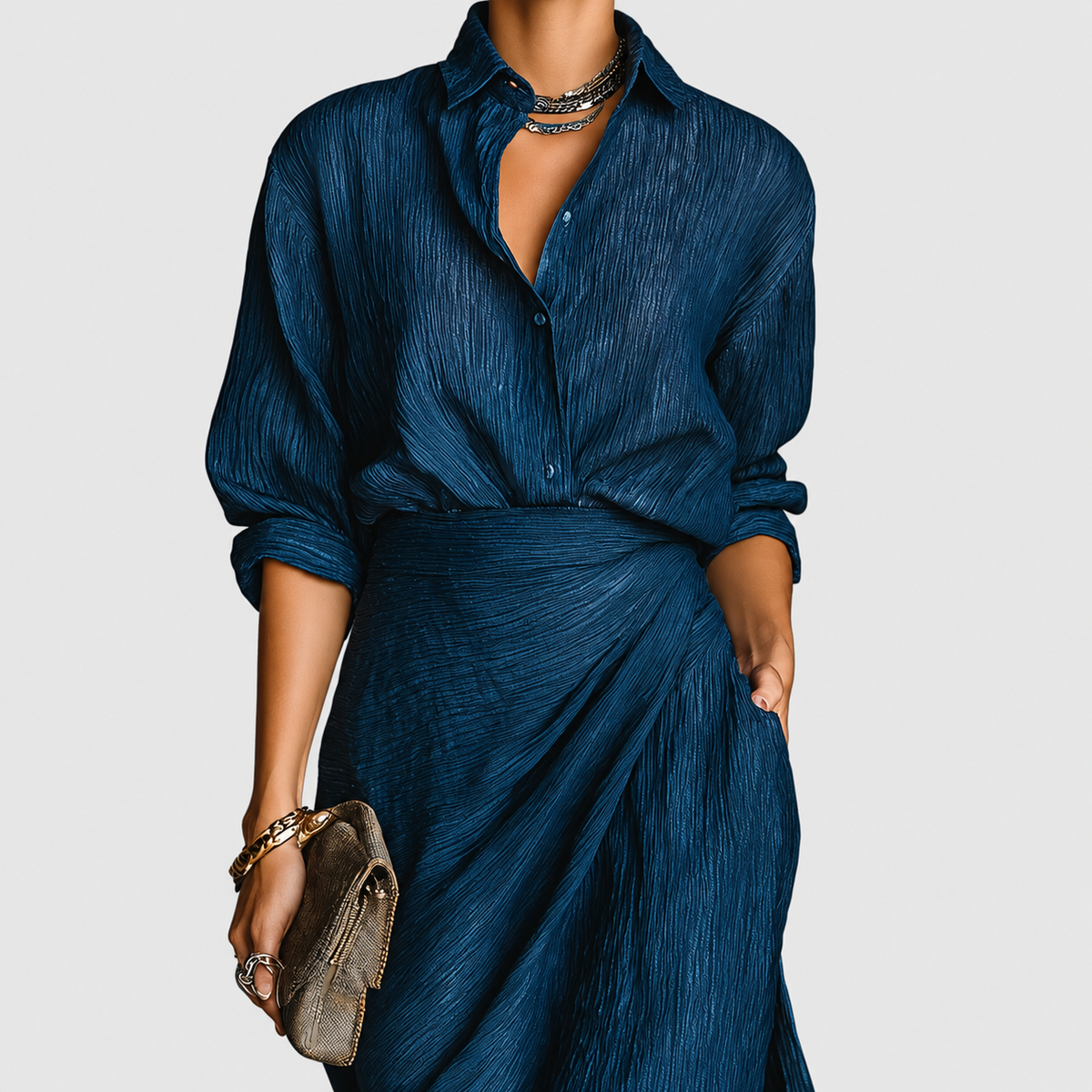 Althea | Women’s Shirt and Maxi Skirt Two-Piece Set — product detail 2