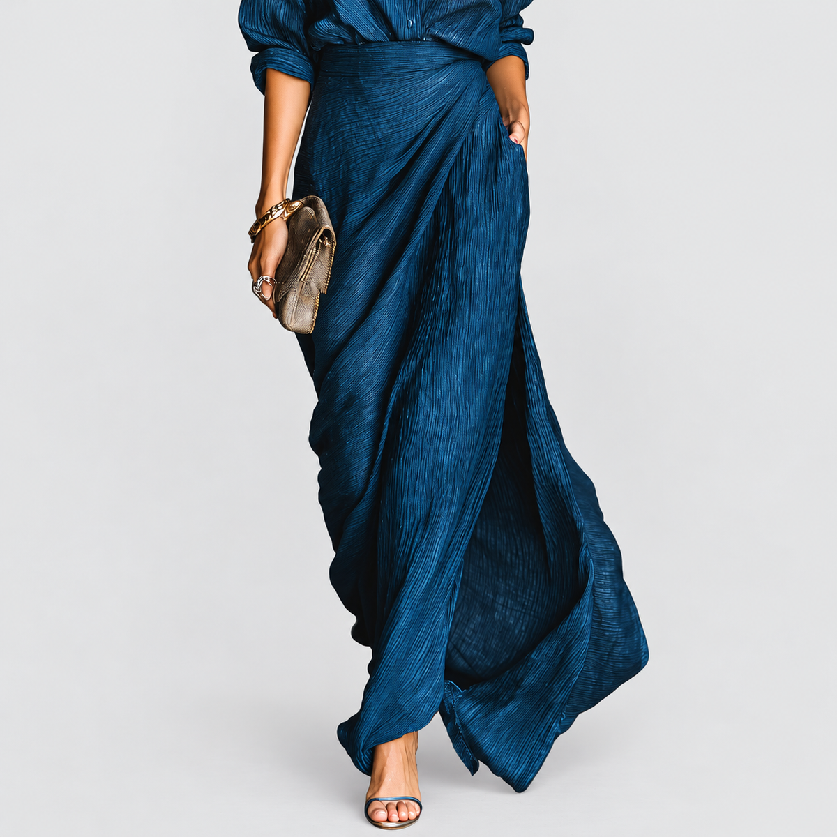 Althea | Women’s Shirt and Maxi Skirt Two-Piece Set — product detail 3