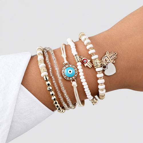 Amabel-Rose | Women’s Evil-Eye and Hamsa Charm Bracelet Set — product detail 1
