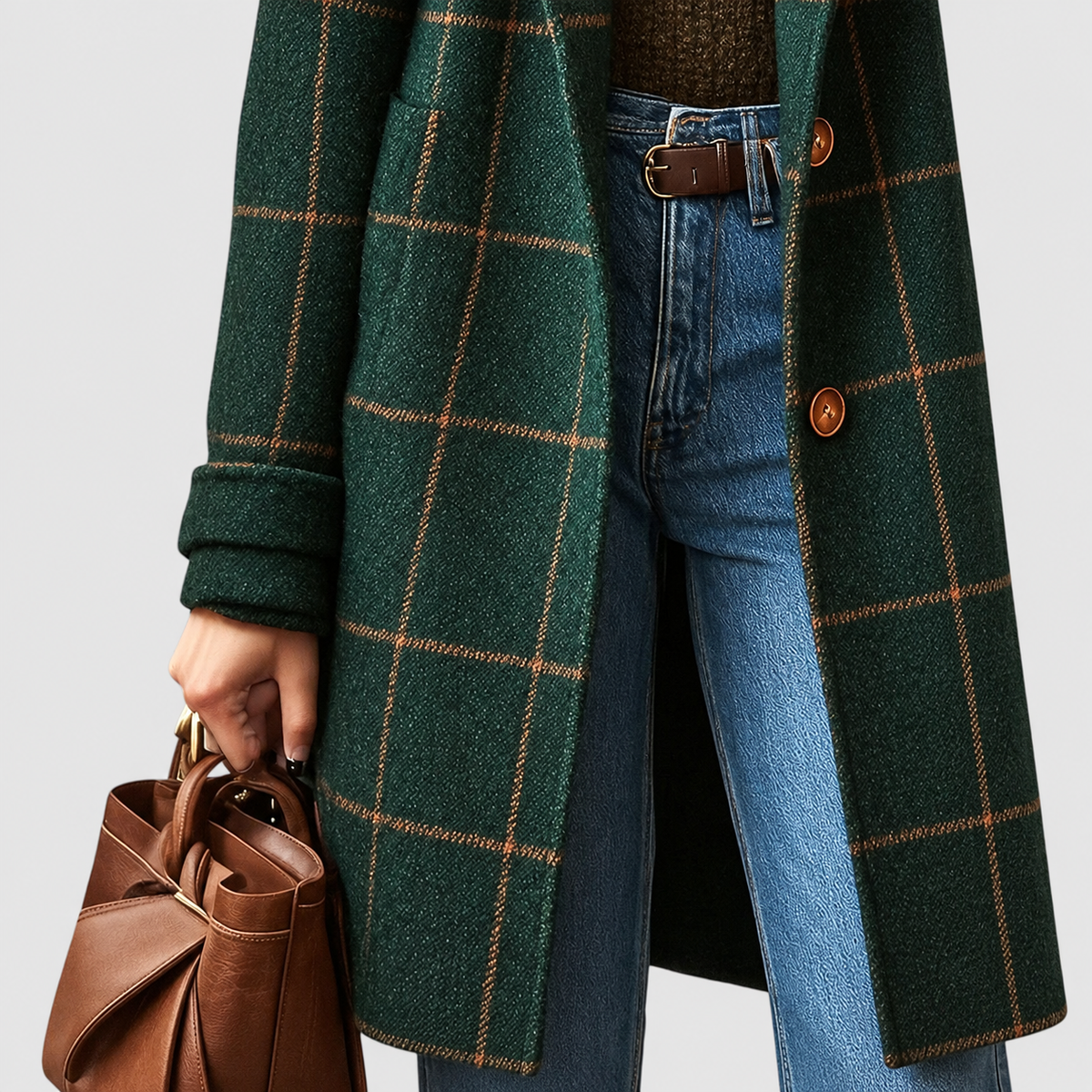 Amelie | Women’s Checked Tailored Coat — product detail 3
