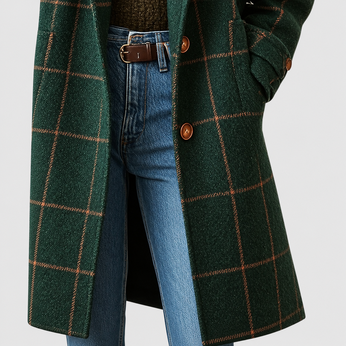 Amelie | Women’s Checked Tailored Coat — product detail 4