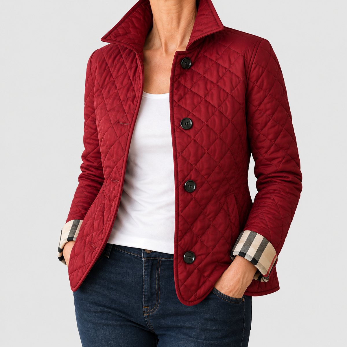 Amparina | Women’s Tailored Button-Front Jacket — Red
