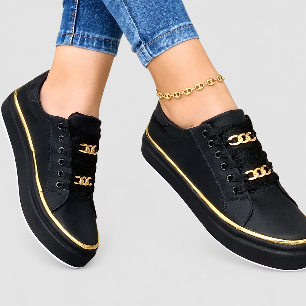 Anais | Women’s Chain-Detail Lace-Up Platform Sneakers — product detail 1