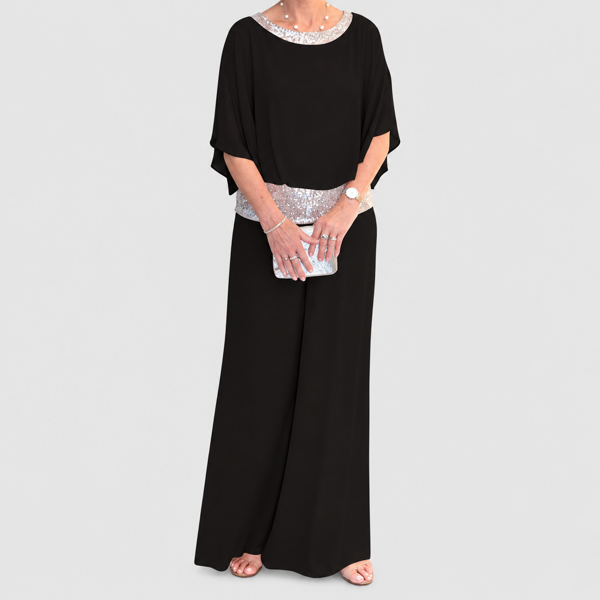Annabelle-Claire | Women’s Embellished Top and Wide-Leg Pants Set — product detail 10