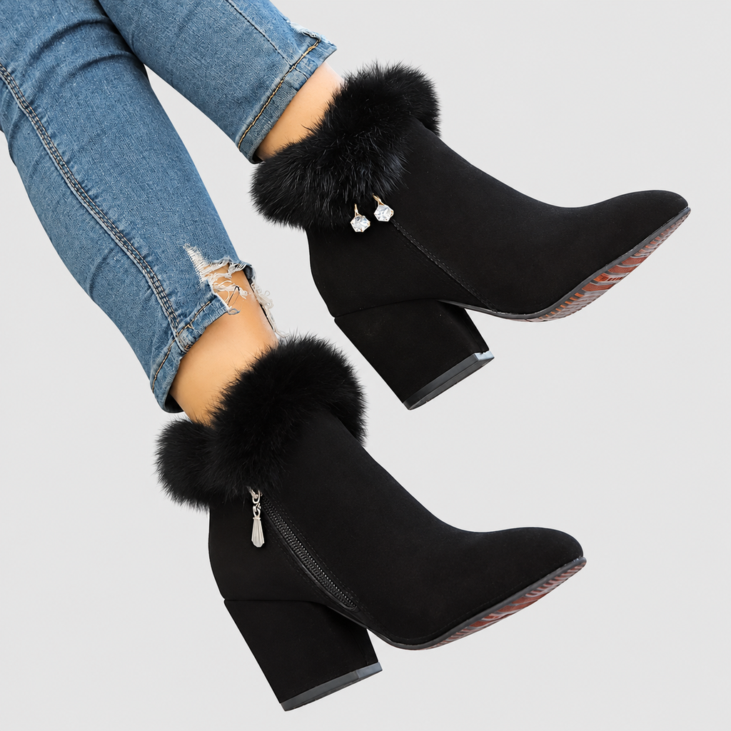 Annora | Women’s Plush-Trim Block-Heel Ankle Boots — product detail 5