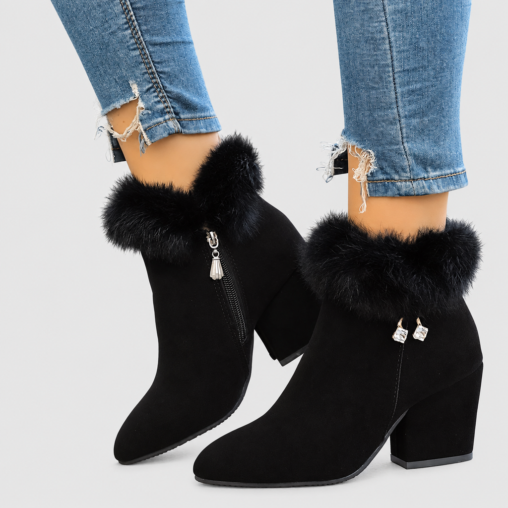 Annora | Women’s Plush-Trim Block-Heel Ankle Boots — product detail 8