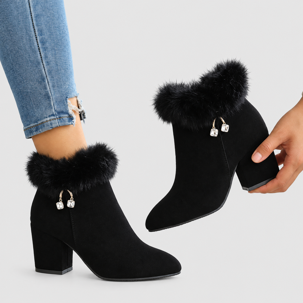 Annora | Women’s Plush-Trim Block-Heel Ankle Boots — product detail 9