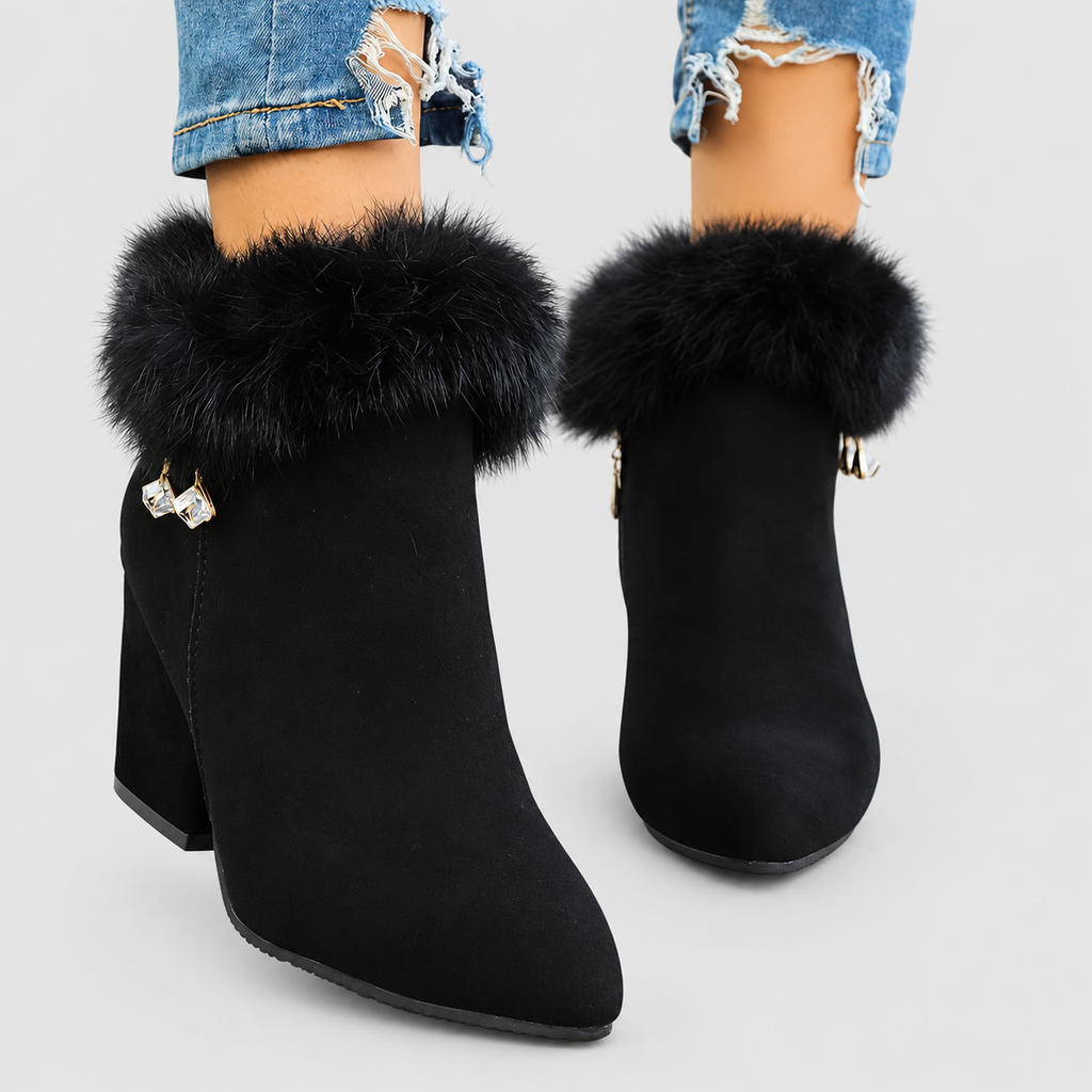 Annora | Women’s Plush-Trim Block-Heel Ankle Boots — product detail 11