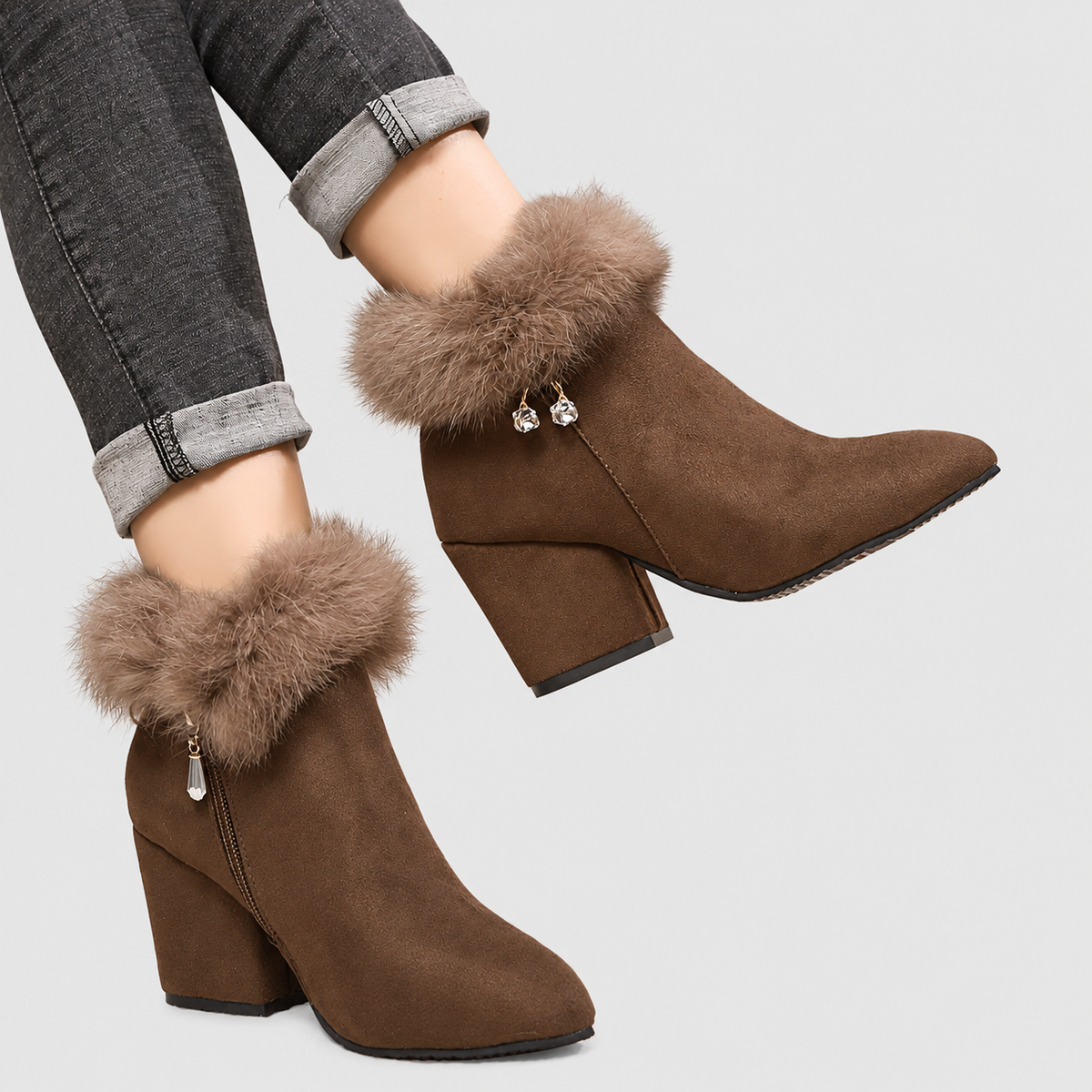 Annora | Women’s Plush-Trim Block-Heel Ankle Boots — product detail 13