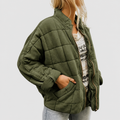 Anwen | Women’s Quilted Round-Neck Jacket — Green