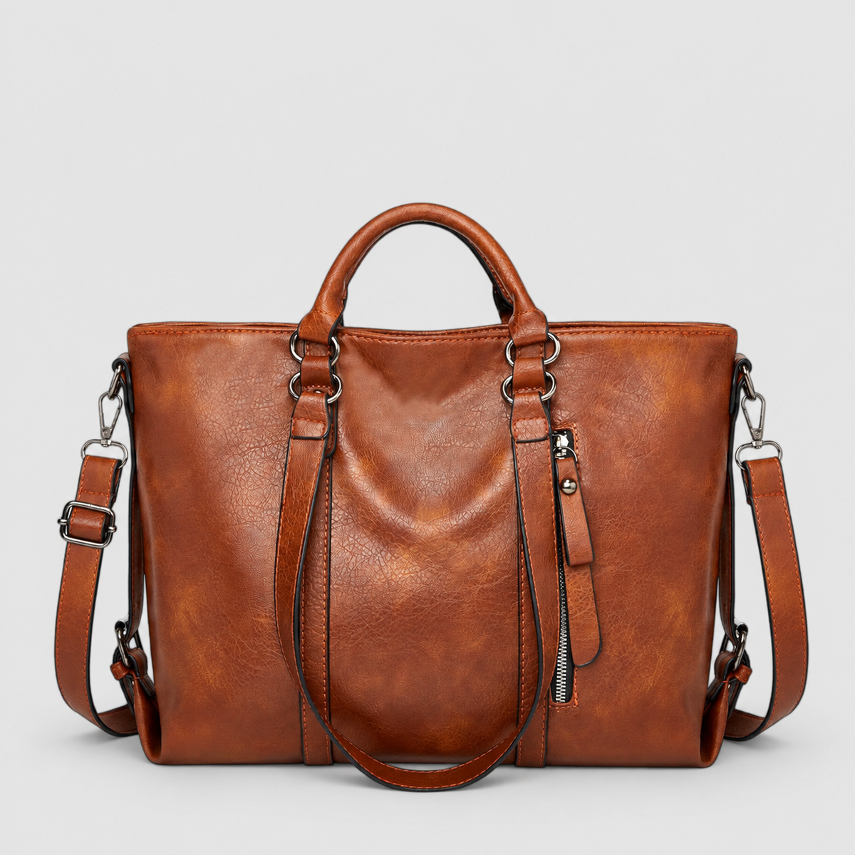 Apolline | Women’s Large Structured Handbag — Brown
