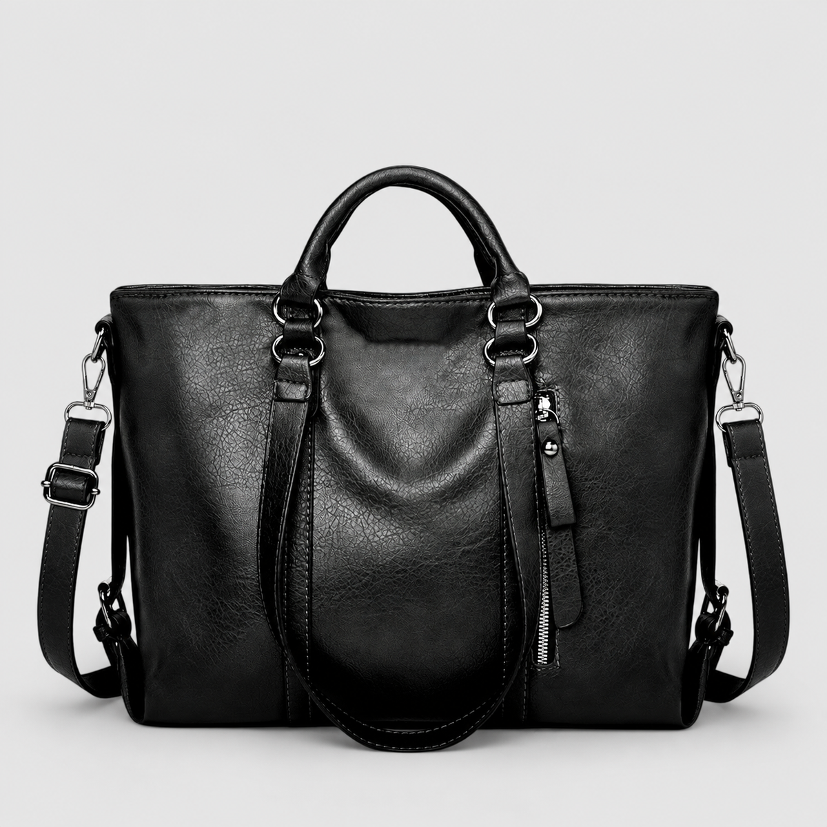 Apolline | Women’s Large Structured Handbag — Black