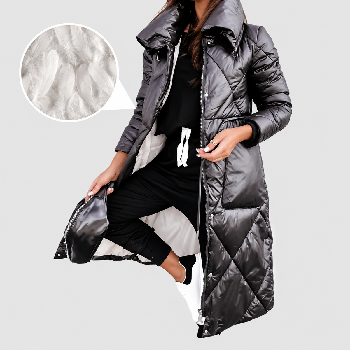 Arabella | Women’s Quilted Coat with Pockets — product detail 6