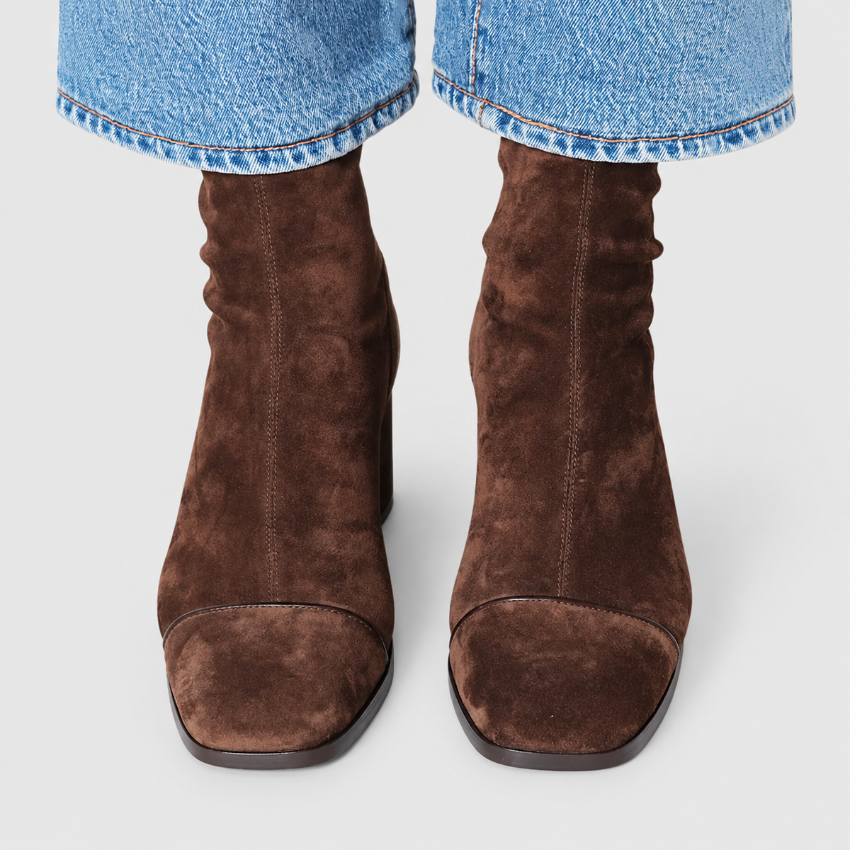 Arielle | Women’s Faux-Suede Heeled Ankle Boots with Square Toe — product detail 4