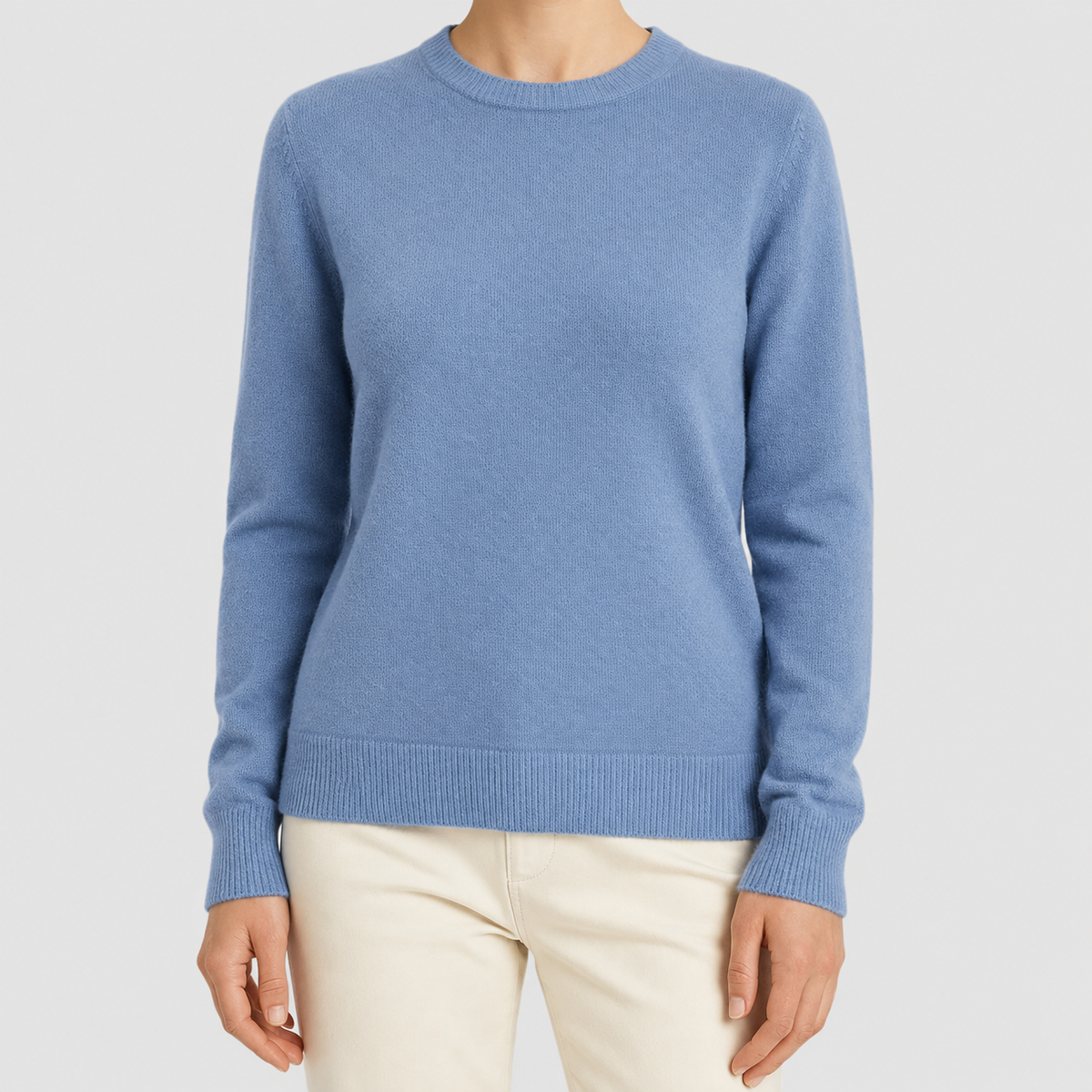 Arietta | Women’s Crew-Neck Long-Sleeve Knit Sweater — Navy Blue