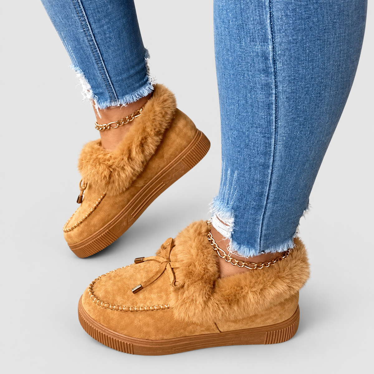 Aurette | Women’s Plush-Lined Moccasin Slip-On Winter Boots — Brown