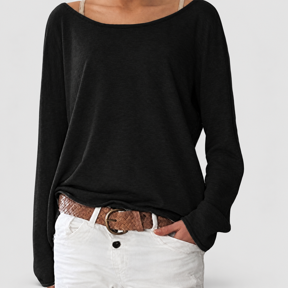 Aveline | Women’s Round-Neck Long-Sleeve Relaxed Top — product detail 6