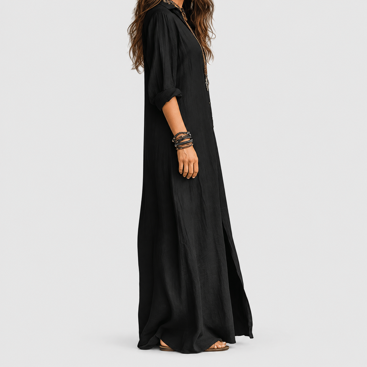 Avelora | Women’s Oversized Button-Front Maxi Dress — product detail 4