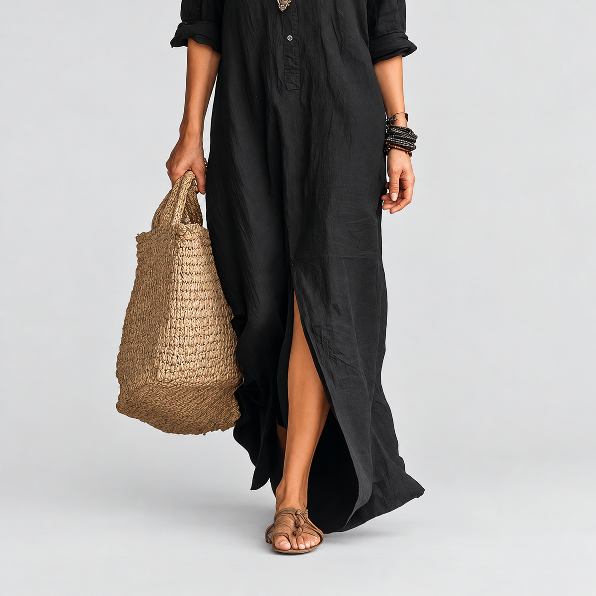 Avelora | Women’s Oversized Button-Front Maxi Dress — product detail 7