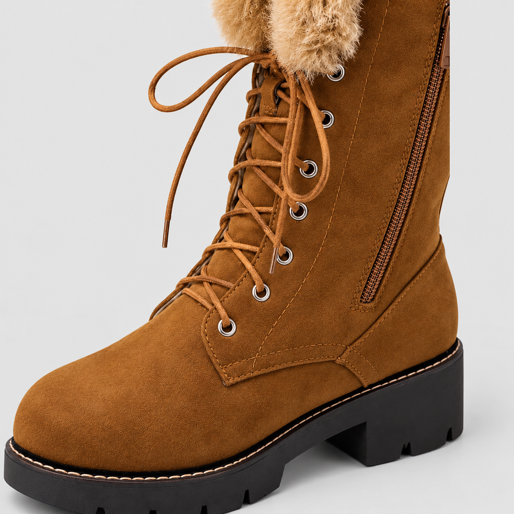 Belinda | Women’s Plush-Trimmed Lace-Up Knee-High Winter Boots — product detail 3