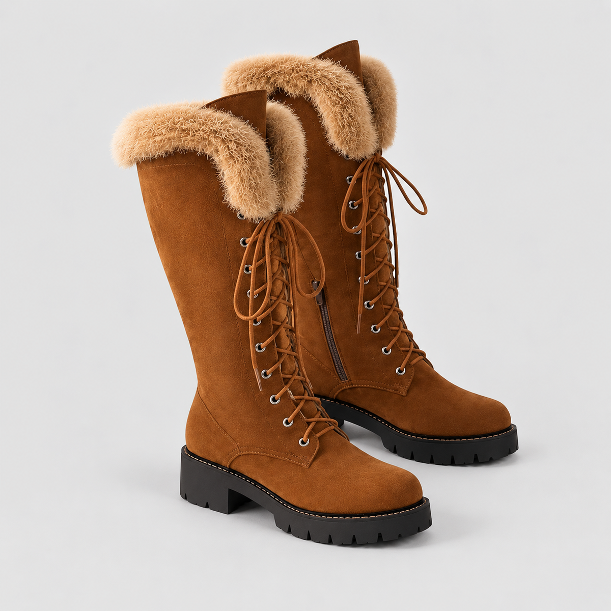 Belinda | Women’s Plush-Trimmed Lace-Up Knee-High Winter Boots — product detail 4