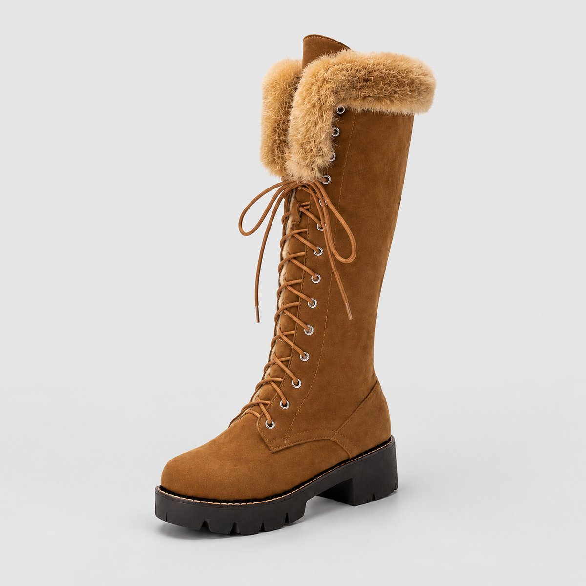 Belinda | Women’s Plush-Trimmed Lace-Up Knee-High Winter Boots — product detail 5