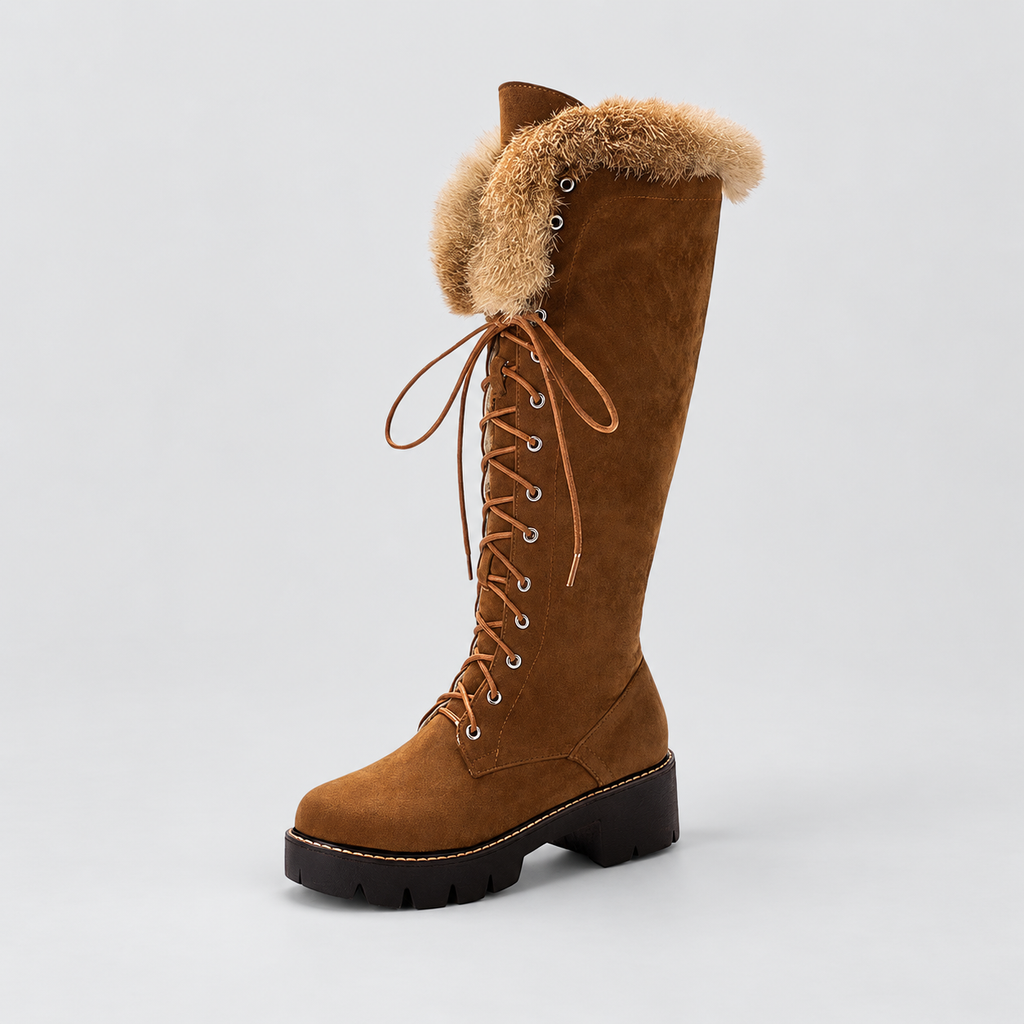 Belinda | Women’s Plush-Trimmed Lace-Up Knee-High Winter Boots — product detail 6