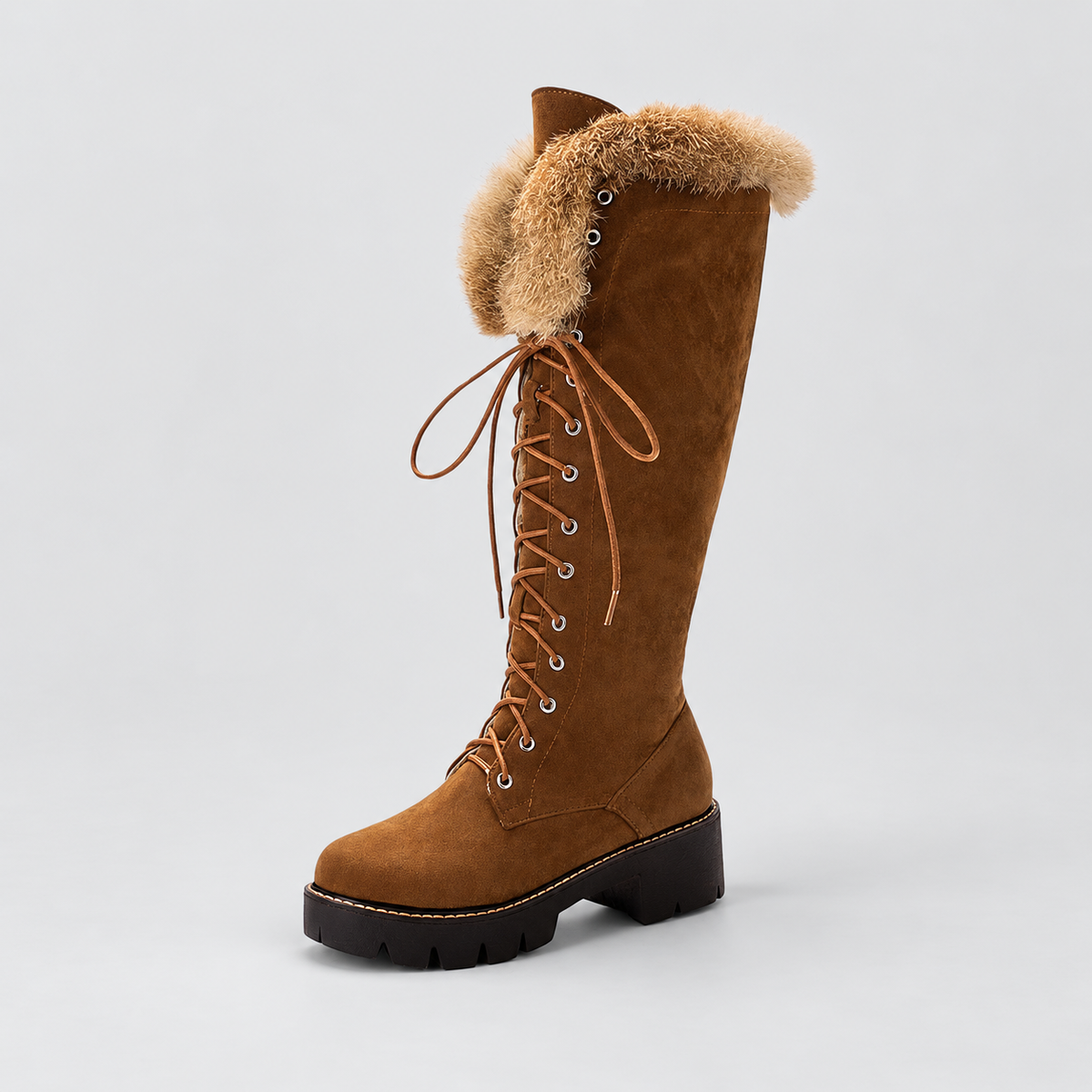 Belinda | Women’s Plush-Trimmed Lace-Up Knee-High Winter Boots — product detail 6