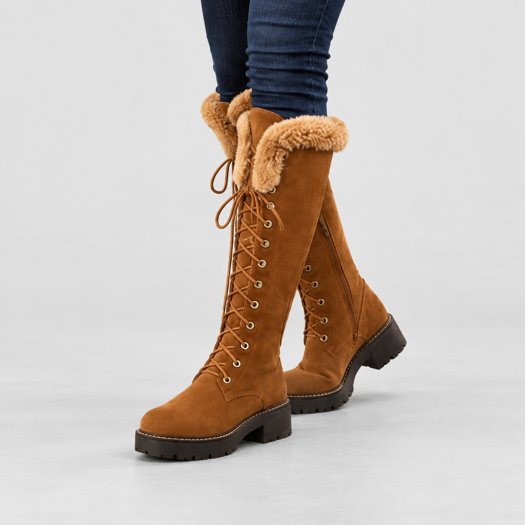 Belinda | Women’s Plush-Trimmed Lace-Up Knee-High Winter Boots — product detail 7