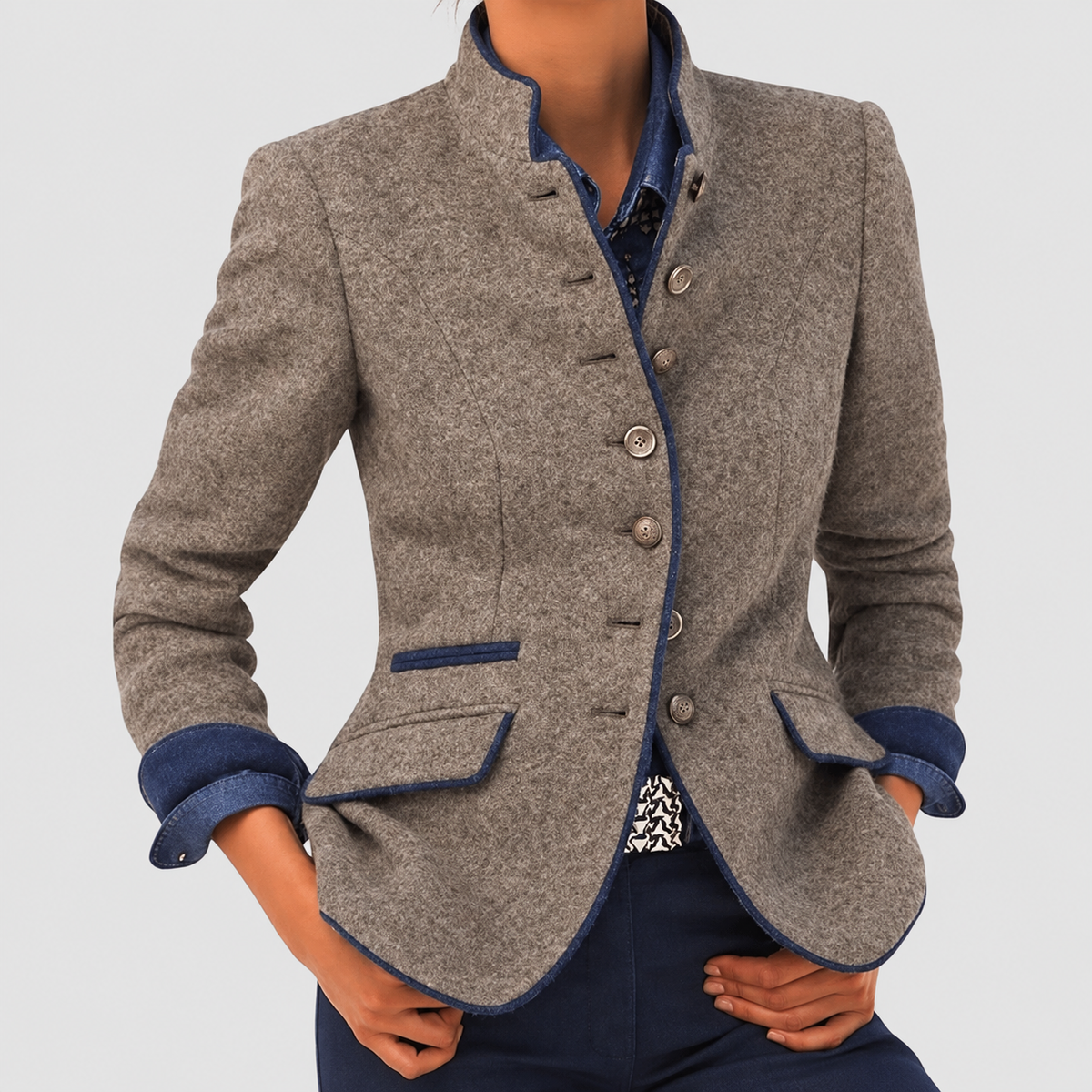 Bellamy | Women’s Long-Sleeve Contrast-Trim Jacket — product detail 1