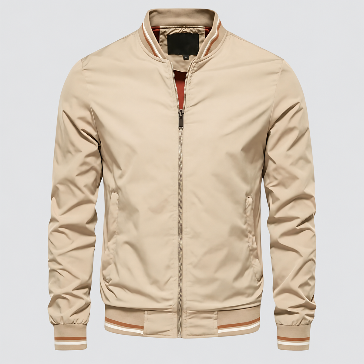 Bennett-James | Men’s Lightweight Zip-Front Jacket — Beige