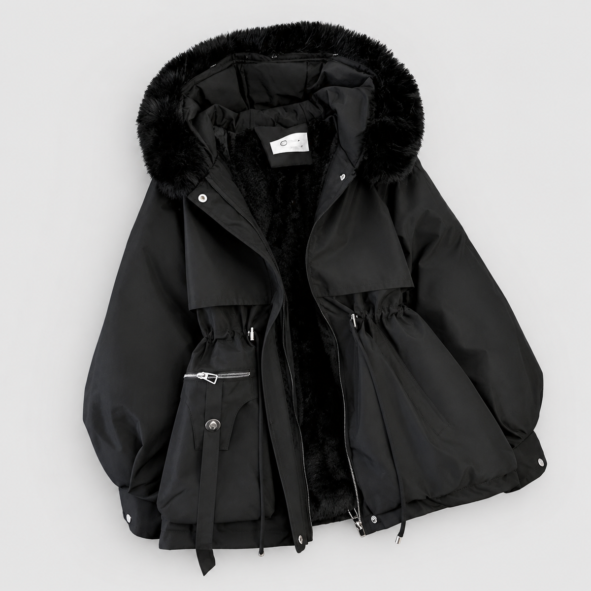 Bernadette | Women’s Long-Sleeve Hooded Winter Coat — Black