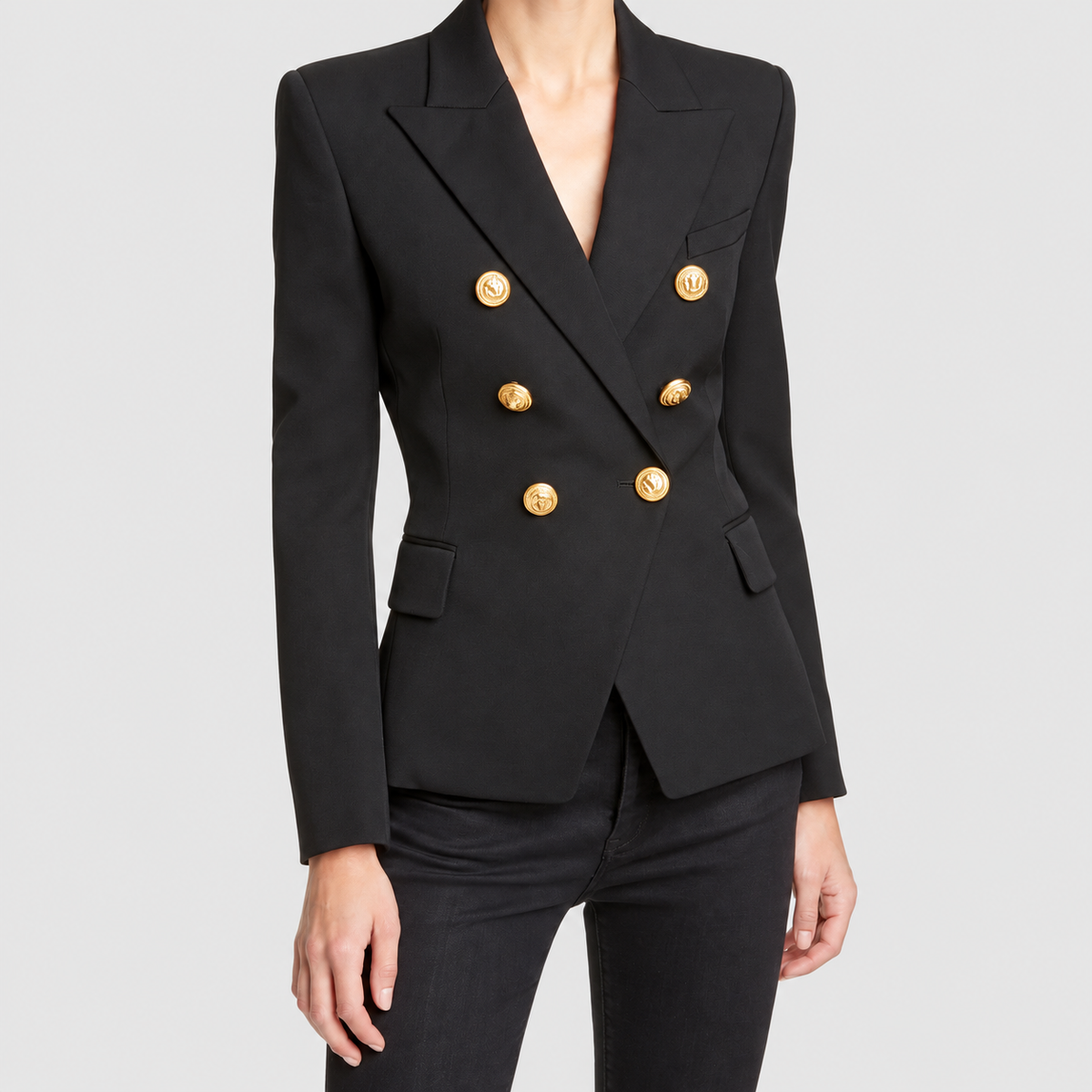 Blanche | Women’s Tailored Double-Breasted Blazer — Black