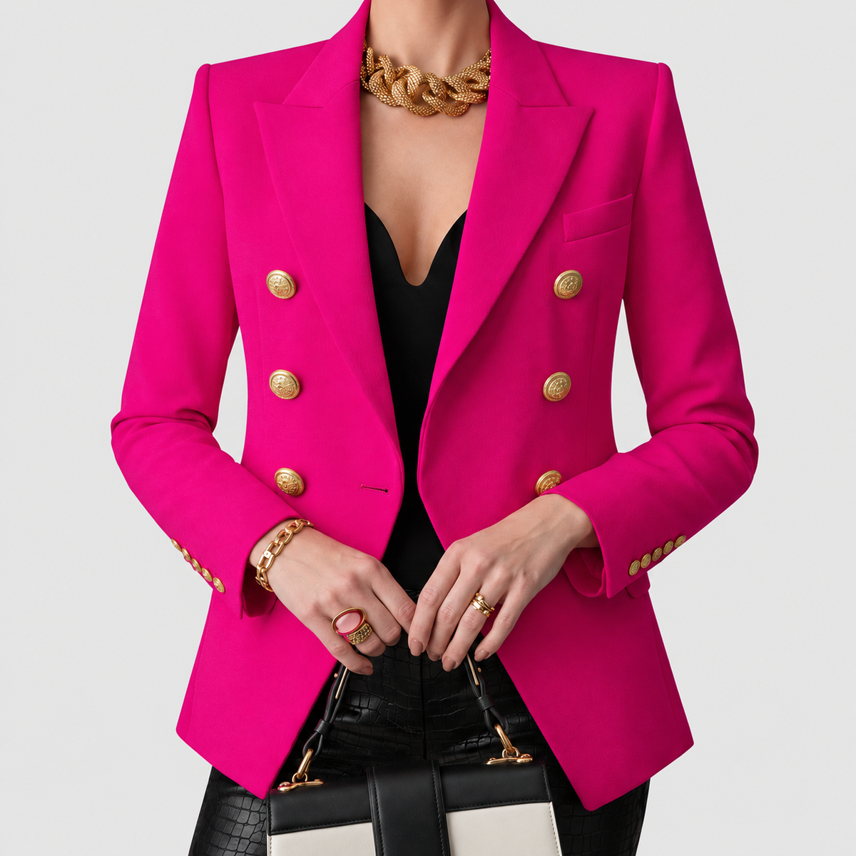 Blanche | Women’s Tailored Double-Breasted Blazer — Pink