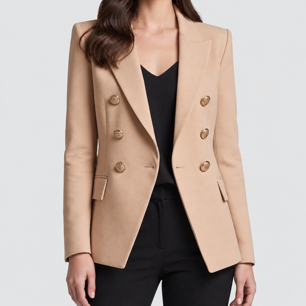 Blanche | Women’s Tailored Double-Breasted Blazer — Khaki
