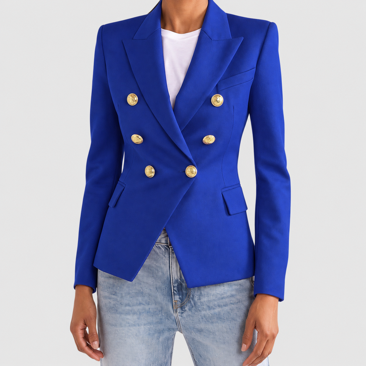 Blanche | Women’s Tailored Double-Breasted Blazer — Royal Blue