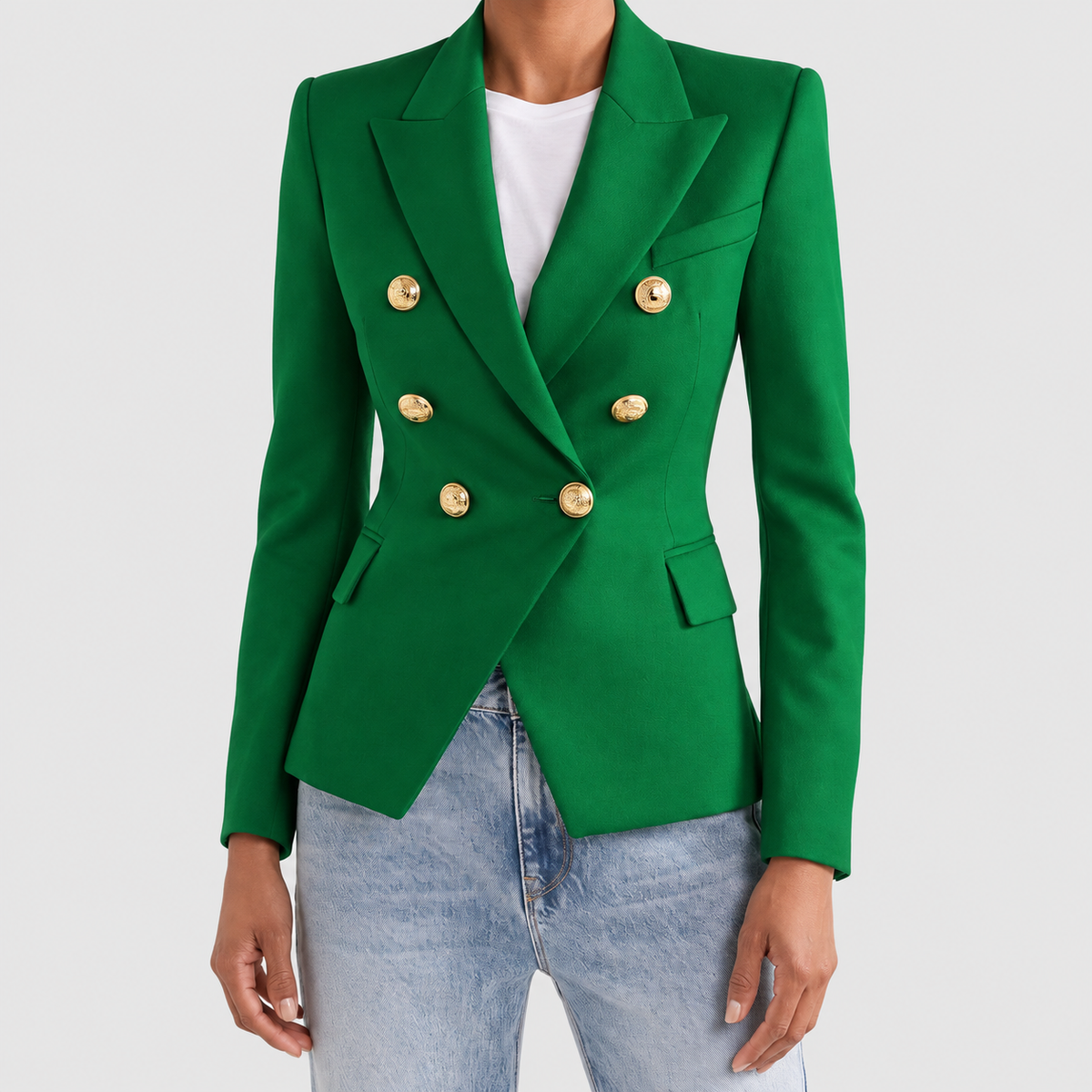 Blanche | Women’s Tailored Double-Breasted Blazer — Emerald Green