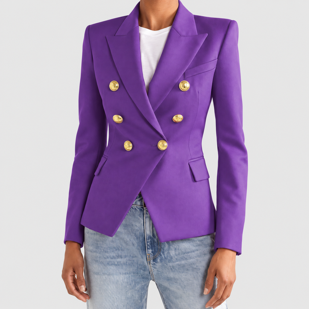 Blanche | Women’s Tailored Double-Breasted Blazer — Purple