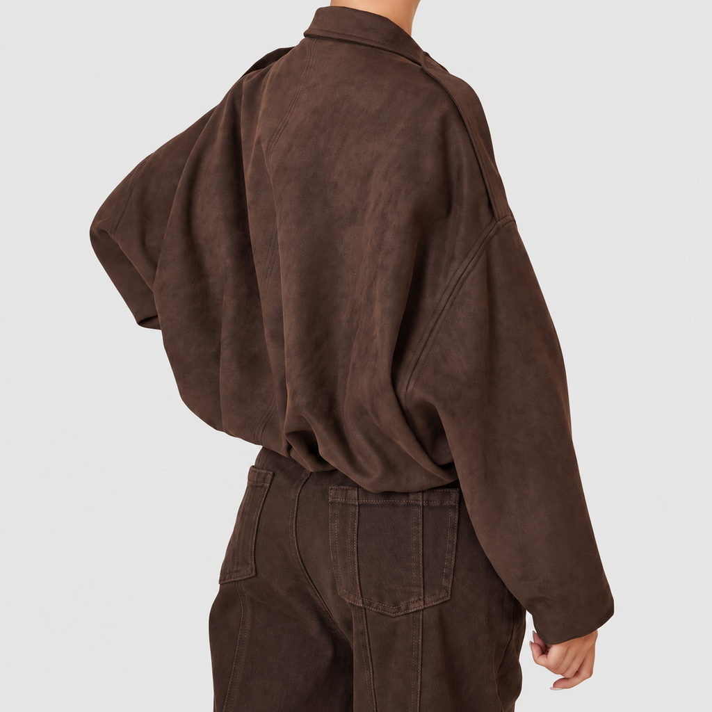 Bonita | Women’s Oversized Suede-Look Bomber Jacket — product detail 2