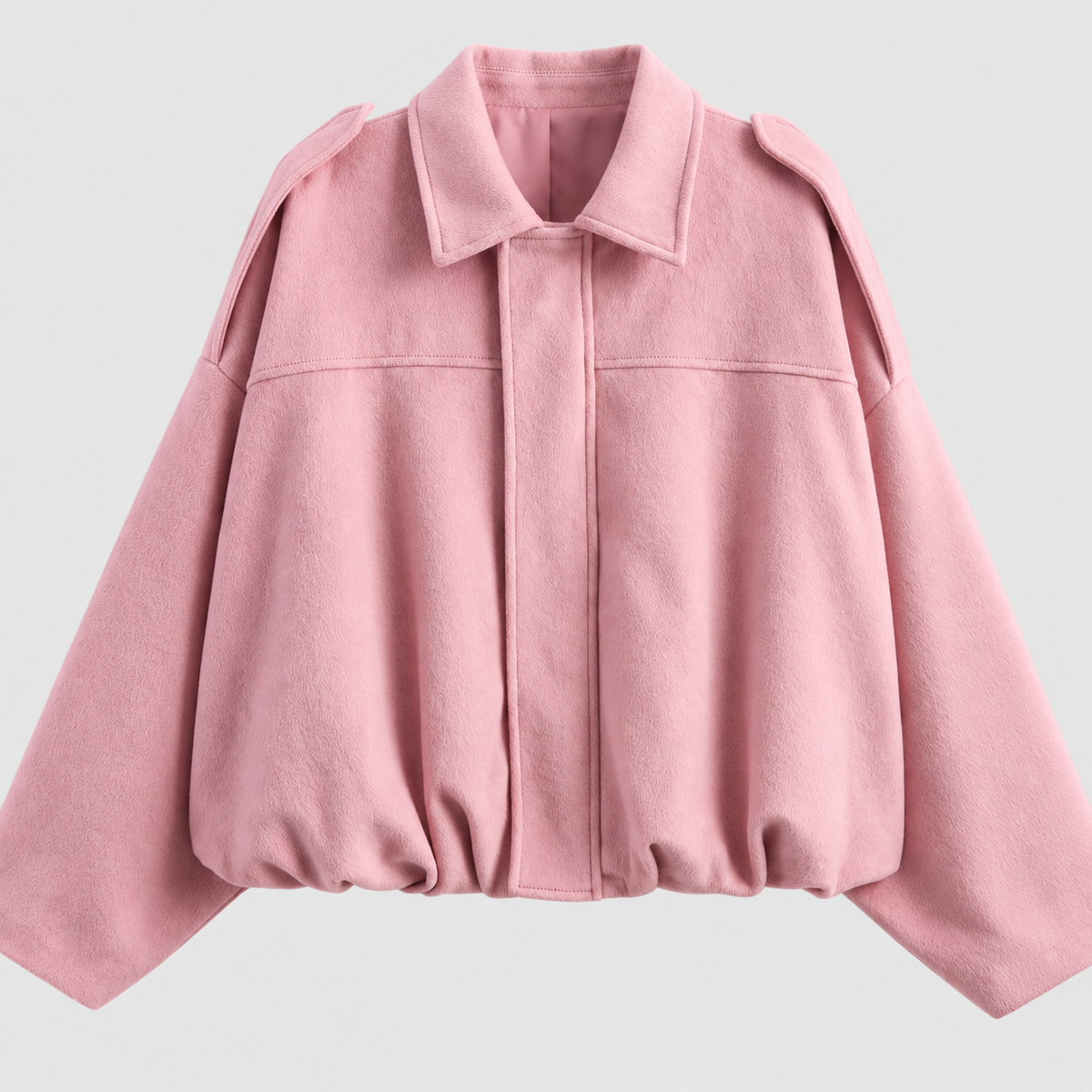 Bonita | Women’s Oversized Suede-Look Bomber Jacket — Blush