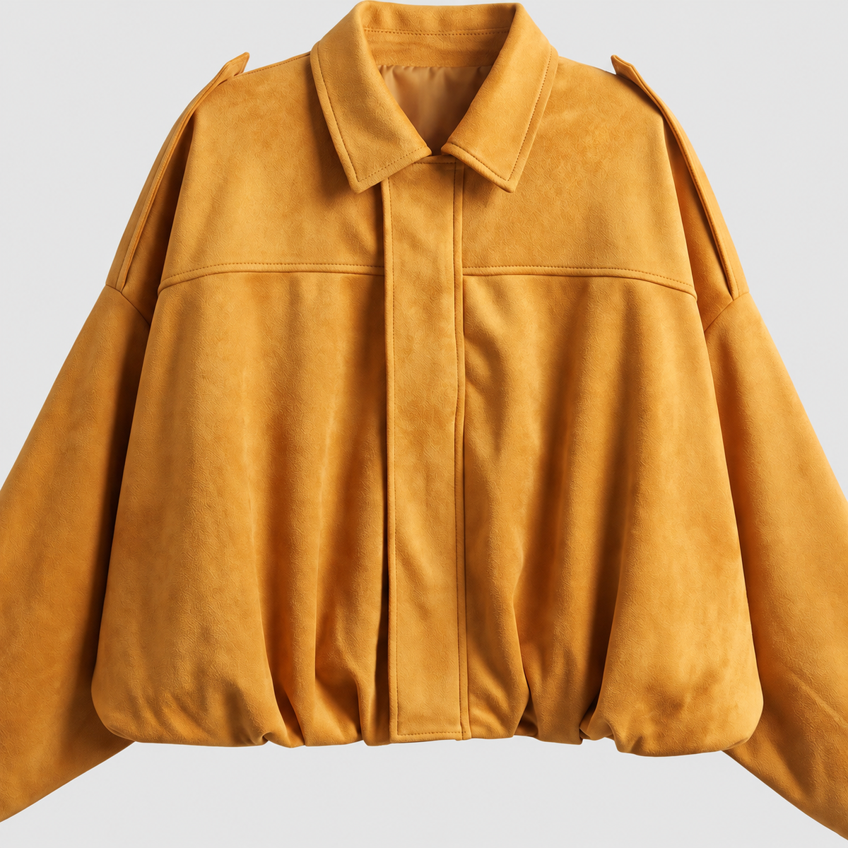 Bonita | Women’s Oversized Suede-Look Bomber Jacket — Mustard