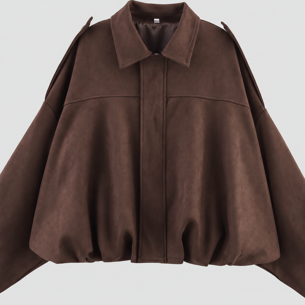 Bonita | Women’s Oversized Suede-Look Bomber Jacket — Dark Brown