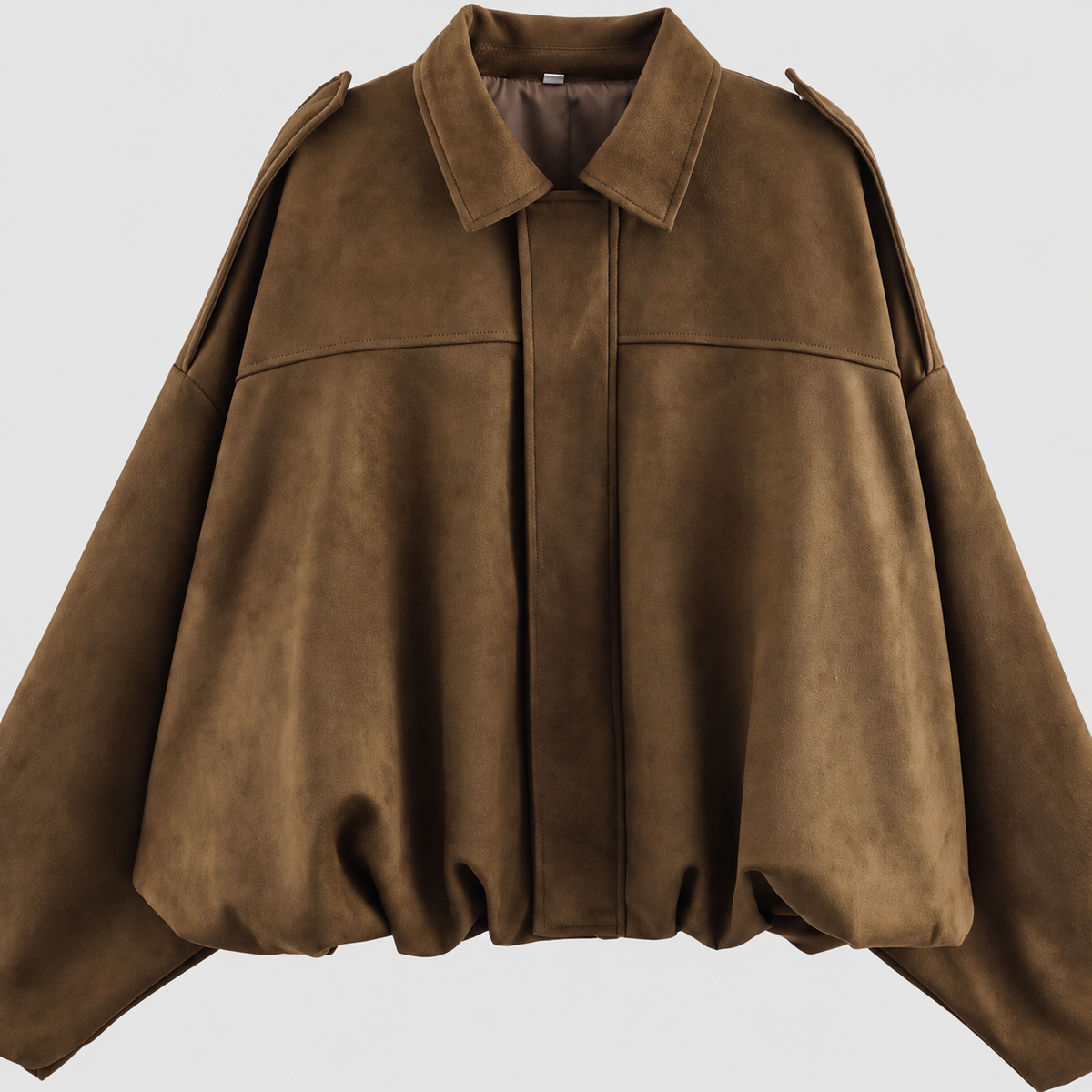 Bonita | Women’s Oversized Suede-Look Bomber Jacket — Camel