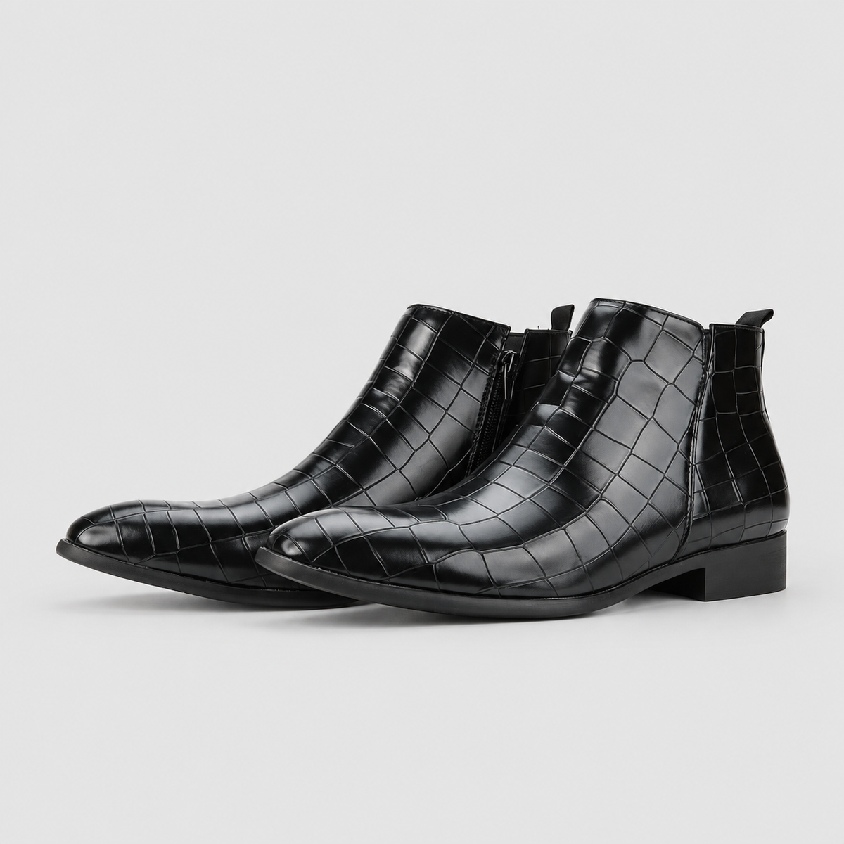 Bram | Men’s Crocodile-Texture Chelsea Ankle Boots — product detail 7